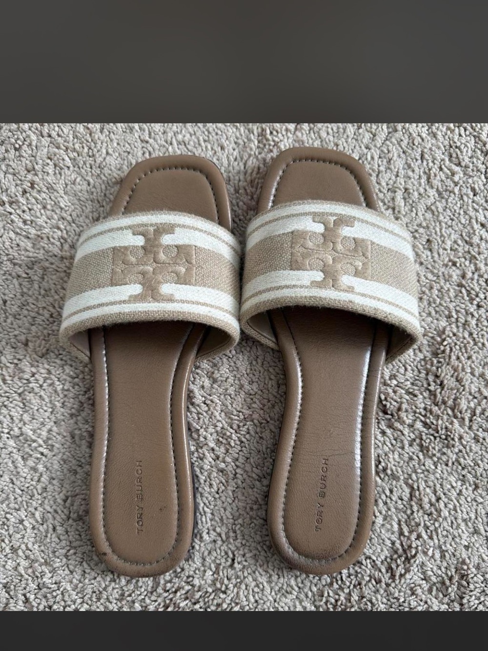 Tory Burch Beige Slide Sandals size 8.5
